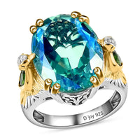 Peacock Quartz and Multi Gemstone Ring in Vermeil Yellow Gold and Platinum Over Sterling Silver (Size 9.0) 9.00 ctw
