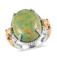 KARIS Red Jasper Snake Pair Ring in ION Plated 18K Yellow Gold and Platinum Bond (Size 9.0) 14.10 ctw
