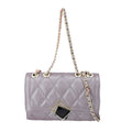 Black Genuine Leather Diamond Quilted Pattern Crossbody Bag (9.05"x3.54"x5.9") - Sticky add to cart bar