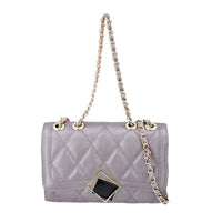 Black Genuine Leather Diamond Quilted Pattern Crossbody Bag (9.05"x3.54"x5.9")