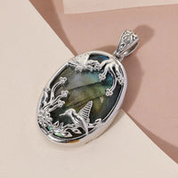 African Malachite Pendant in Platinum Over Copper 41.75 ctw