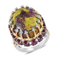 Tasmanian Stichtite and Rhodolite Garnet Ring in Platinum Over Sterling Silver 18.50 ctw - Sticky add to cart bar