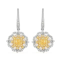 14K White Gold Natural Yellow and White Diamond Floral Earrings 4.50 Grams 1.85 ctw - Sticky add to cart bar