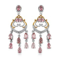 Blush Tourmaline and White Zircon Chandelier Earrings in Vermeil Yellow Gold and Platinum Over Sterling Silver 3.35 ctw - Sticky add to cart bar