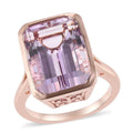 Rose De France Amethyst Solitaire Ring in Vermeil RG Over Sterling Silver 15.40 ctw - Sticky add to cart bar