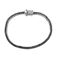Black Diamond Tennis Bracelet in Platinum Over Sterling Silver (7.25 In) 8.70 Grams 5.00 ctw