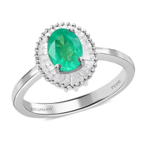 RHAPSODY 950 Platinum Ethiopian Emerald and Diamond E-F VS Halo Ring 4.50 Grams 0.90 ctw