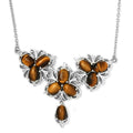 Blue Howlite Floral Necklace 18 Inches in Platinum Over Bronze and Stainless Steel 7.75 ctw - Sticky add to cart bar