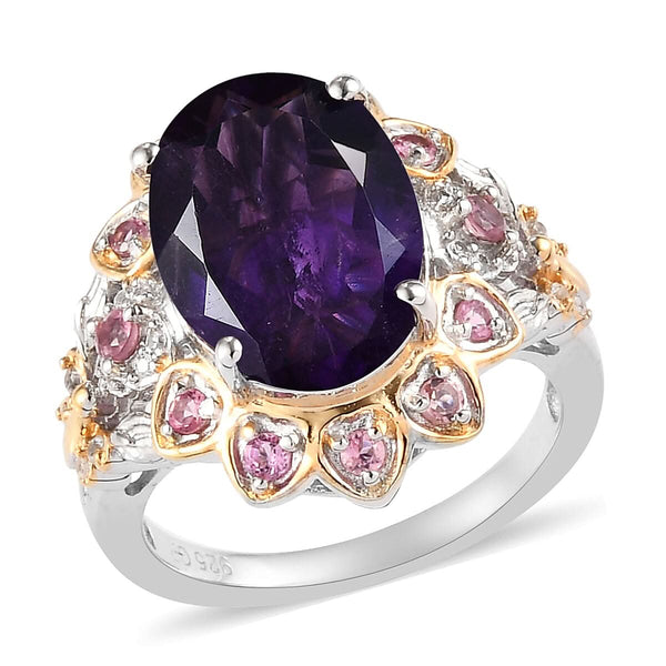 GP Italian Garden Collection Lusaka Amethyst and Multi Gemstone Ring in Vermeil Yellow Gold and Platinum Over Sterling Silver 5.65 ctw - Product card gallery slide 1 (9431380394239)