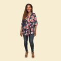 TAMSY Navy Floral Drape Jacket - Small - Sticky add to cart bar