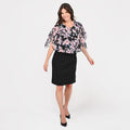 TAMSY Black Floral Dress with Overlay - L - Sticky add to cart bar
