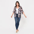 TAMSY Black Floral Flounce Kimono - L - Sticky add to cart bar