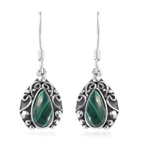 African Malachite Earrings in Sterling Silver 4.00 ctw