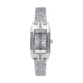 STRADA Austrian Crystal Japanese Movement Rectangular Dial Watch with Silver Stardust Faux Leather Strap (37.84x20.30mm) (5.50-7.70 Inches) - Sticky add to cart bar