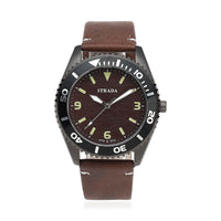 Strada Japanese Movement Watch with Brown Faux Leather Strap (43mm) (8.25-9.25Inches)