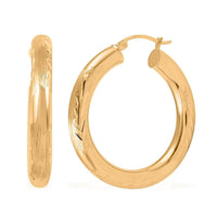 14K Yellow Gold Diamond-Cut Hoop Earrings 4.60 Grams
