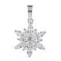Simulated Diamond and White Zircon Floral Pendant in Sterling Silver 1.50 ctw - Sticky add to cart bar