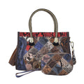 CHAOS BY ELSIE Set of 2 Multi Color Snake Print Genuine Leather Satchel Bag (13x4.33x8.5) and Clutch (5.5x4x1.5) - Sticky add to cart bar