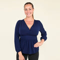 TAMSY Navy Long Sleeve Blouse - (S) - Sticky add to cart bar