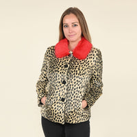 TAMSY Brown and Black Leopard Pattern Acrylic Coat - (S)