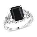 D'Joy Australian Black Tourmaline 3.50 Solitaire Ring in Sterling Silver - Sticky add to cart bar