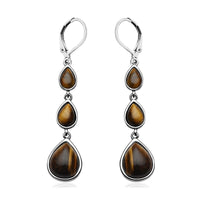 Lapis Lazuli Dangle Earrings in Stainless Steel 11.20 ctw