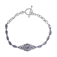 Tanzanite Toggle Clasp Bracelet in Platinum Over Sterling Silver (7.25 In) 4.35 ctw