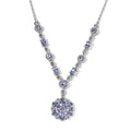 Tanzanite Floral Necklace 18 Inches in Platinum Over Sterling Silver 3.25 ctw - Sticky add to cart bar