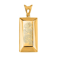 18K Yellow Gold Electroform Bar Pendant without Chain 1.47 Grams