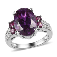 Lab Grown Color Change Sapphire and Multi Gemstone Ring in Platinum Over Sterling Silver 9.85 ctw