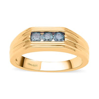 Venice Blue Diamond I1-I2 Men's Ring in Vermeil YG Over Sterling Silver 0.33 ctw