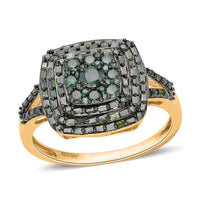 Natural Champagne Diamond Cluster Ring in Vermeil RG Over Sterling Silver 1.00 ctw