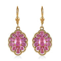 Ilakaka Hot Pink Sapphire (FF) Lever Back Earrings in Vermeil Yellow Gold and Platinum Over Sterling Silver 6.65 ctw - Sticky add to cart bar