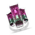 Watermelon Quartz (Triplet) 3 Stone Ring in Platinum Over Sterling Silver 20.10 ctw - Sticky add to cart bar