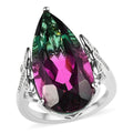 Watermelon Quartz (Triplet) and White Zircon Ring in Platinum Over Sterling Silver 16.00 ctw - Sticky add to cart bar