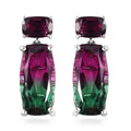 Watermelon Quartz (Triplet) and Orissa Rhodolite Garnet Dangle Earrings in Platinum Over Sterling Silver 14.25 ctw - Sticky add to cart bar