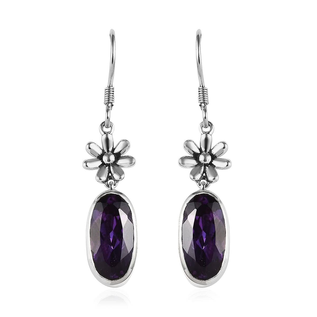 Artisan Crafted Lab Grown Color Change Sapphire Earrings in Sterling Silver 14.25 ctw