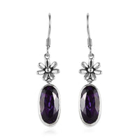 Artisan Crafted Lab Grown Color Change Sapphire Earrings in Sterling Silver 14.25 ctw
