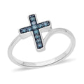 Venice Blue Diamond (I1-I2) Cross Ring in Platinum Over Sterling Silver (Size 10.0) 0.20 ctw - Sticky add to cart bar