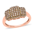 Natural Champagne Diamond Art Deco Ring in Vermeil Rose Gold Over Sterling Silver - Sticky add to cart bar