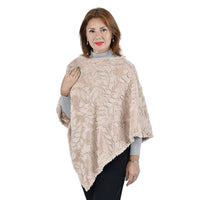 " PASSAGE Faux fur poncho Material: 100% polyester. Size: W33.5XL39 inch Weight:185g Color: Beige "