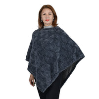 " PASSAGE Faux fur poncho Material: 100% polyester. Size: W33.5XL39 inch Weight:185g Color: Black "