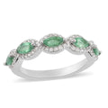 AAA Kagem Zambian Intense Green Emerald, Natural White Zircon Ring in Rhodium Over Sterling Silver (Size 6.0) 1.00 ctw - Sticky add to cart bar