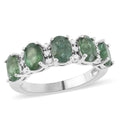 AAA Kagem Zambian Intense Green Emerald, Natural White Zircon Ring in Rhodium Over Sterling Silver (Size 8.0) 2.30 ctw - Sticky add to cart bar