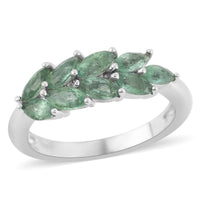 AAA Kagem Zambian Intense Green Emerald Ring in Rhodium Over Sterling Silver (Size 6.0) 1.15 ctw