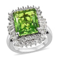 Chartreuse Quartz (Triplet) and White Zircon Cocktail Ring in Platinum Over Sterling Silver 8.00 ctw - Sticky add to cart bar