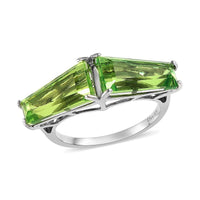 Chartreuse Quartz (Triplet) Fancy Ring in Platinum Over Sterling Silver 6.40 ctw (Del. in 5-7 Days)