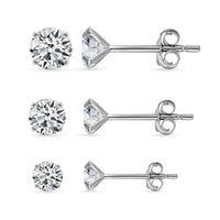 Simulated Diamond Stud Earrings in Rhodium Over Sterling Silver