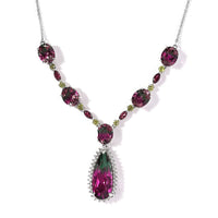 Watermelon Quartz (Triplet) and Multi Gemstone Necklace 18 Inches in Platinum Over Sterling Silver 29.00 ctw
