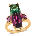 Watermelon Quartz (Triplet) and Orissa Rhodolite Garnet Ring in Vermeil Yellow Gold Over Sterling Silver 9.25 ctw - Sticky add to cart bar
